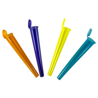 Tube conique en plastique à ouverture pop-top résistant aux enfants de 109 mm, disponible en rose, noir, jaune, rouge et multicolore