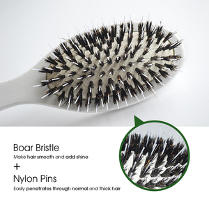Cepillo de pelo de bambú con logotipo personalizado para mujer, cepillo de cerdas de jabalí con cojín de aire para extensiones de cabello rizado - Product Image 4