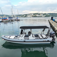 Bateau gonflable de 26 pieds (8 mètres) avec côtes pour la pêche; Bateau semi-acier et aluminium; 7-8 mètres de longueur pour la pêche.