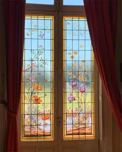 Özel Tiffany vitray pencere ve ev Villa kakma basit vitray pencereler için kapı doğal tasarım