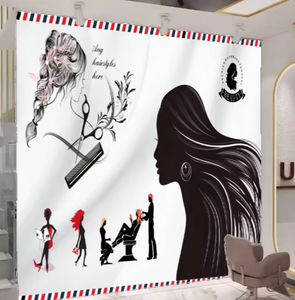 Papel pintado <span class=keywords><strong>de</strong></span> salón <span class=keywords><strong>de</strong></span> belleza calcomanía <span class=keywords><strong>de</strong></span> peluquería moda chica mujer corte <span class=keywords><strong>de</strong></span> pelo peluquería peine calcomanías decoración del hogar arte Mural - Product Image 2
