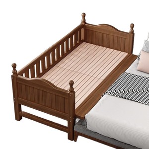 Cama infantil de madera maciza con barandillas y cajón de almacenamiento para niños y niñas, cama individual extensible - Product Image 2