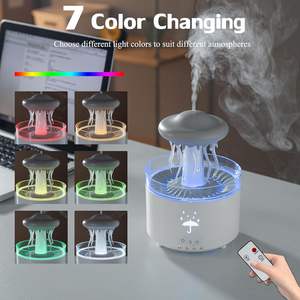 Nueva Lámpara Nocturna LED con Forma de Medusa y Nube de Lluvia, Difusor de Aroma, Humidificador Ultrasónico, Control Remoto, <span class=keywords><strong>Cascada</strong></span> de Plástico para el Hogar - Product Image 5