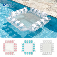 Fauteuil flottant gonflable Mart 104 cm en PVC transparent à paillettes, transat de piscine, hamac aquatique avec siège en filet pour adultes et enfants
