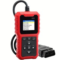Lecteur de code automobile V315 OBD2 – Outil de diagnostic – Scanner d'indicateurs de panne – Instrument intelligent embarqué – Connectivité filaire – Rouge
