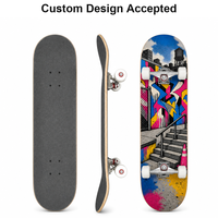 Planche de skateboard complète en érable 7 plis OEM personnalisée 80 cm, double kick, avec graphisme artistique graffiti en spray, pour adultes et adolescents
