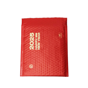 Enveloppe à bulles rouge compostable et biodégradable, sac d'expédition personnalisé, emballage postal imprimé sur mesure - Product Image 1
