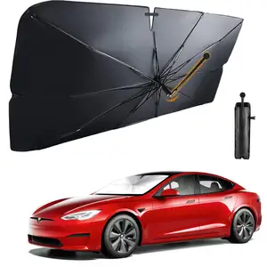 Pára-brisa do carro Sun Sombra Guarda-chuva para Tesla Modelo 3/Y Pára-brisa dianteiro do carro com 360 Graus de Rotação Bendable Handle