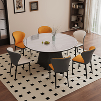 Ensemble de chaises de table de luxe modernes et extensibles rondes en marbre naturel 4, 6 places Salle à manger Meubles en bois massif noir Designs