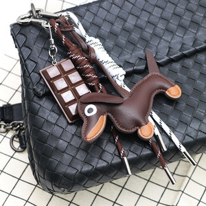 New Cartoon Sausage Dog Shaped Keychain Bag Pendant Personalized Leather Metal <strong>Dachshund</strong> Hanging Decoration <strong>Gift</strong> - Product Image 3