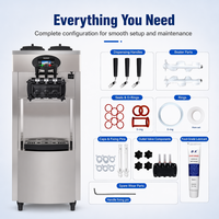 Machine à glace molle commerciale 3 saveurs, 32L/H, haute production, automatique, pour usage professionnel intensif