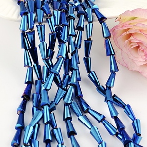 10*18mm Tour de Verre, Perles En Gros Trapèze Noir Blanc Plaqué Perles De Cristal - Product Image 5