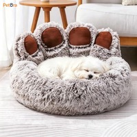 Lit pour chien et chat Petora Cute Cozy Bear Paw en peluche avec mousse à mémoire de forme, chaleur hivernale pour animaux de compagnie de petite/moyenne taille, utilisation en intérieur