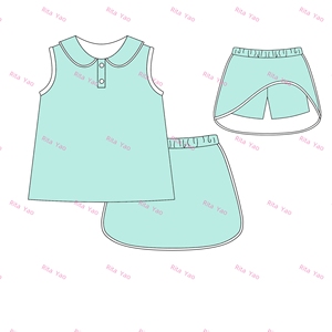 Conjunto de Falda-Pantalón de Algodón para Niña, Camiseta sin Mangas con Cuello Redondo, Falda de <span class=keywords><strong>Tenis</strong></span>, <span class=keywords><strong>Ropa</strong></span> Deportiva sin Mangas para Niños - Product Image 6