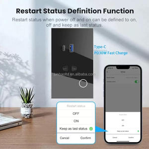 Prises murales intelligentes Tuya pour la maison intelligente, interrupteur sans fil, application de contrôle à distance, verre trempé, 16A, Wifi universel, 100V-240V, prises USB type-C - Product Image 2