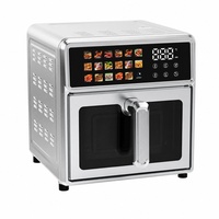 Friteuse à air électrique carrée en acier inoxydable pour usage domestique, sans revêtement, grande capacité 14L, éléments chauffants doubles, commande tactile