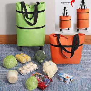 Wholesale Reusable Eco Friendly <b>Foldable</b> Oxford Cloth Shopping <b>Trolley</b> Bag with Wheels Portable for Supermarket and Grocery Use - Product Image 2