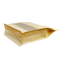 Sachets en papier kraft brun imperméables à fond plat avec fenêtre et fermeture éclair, pochettes à soufflets pour l'emballage alimentaire des snacks