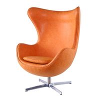 Fauteuil œuf design nordique en cuir PU, fauteuil pivotant pour salon, hôtel, fauteuil pivotant individuel
