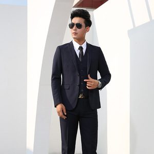 slim fit dress slacks Wool Stretch Bengaline Single Breasted Peak Lapel Suit main image 1