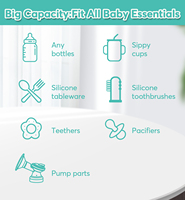 Lave-biberons tout-en-un pour biberons, pièces de tire-lait et articles essentiels pour bébé, lavage rapide et normal, 60 pastilles de détergent
