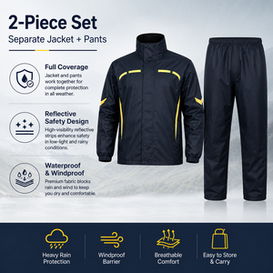 Traje Impermeable para Motocicleta con Logotipo Personalizado, Chaqueta y Pantalones Reflectantes, Resistentes al Viento y Transpirables para Hombres, Ciclismo al Aire Libre - Product Image 2