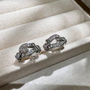 Boucles d'oreilles fines à clipser en argent 925, zircone ronde taille brillant, forme de cadenas, pour femme, luxe, usage quotidien - Product Image 3