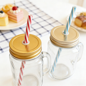 <span class=keywords><strong>Verre</strong></span> à boire en <span class=keywords><strong>verre</strong></span> transparent de 500 ml (16 oz) <span class=keywords><strong>avec</strong></span> poignée, couvercle à vis et <span class=keywords><strong>paille</strong></span>, type bocal Mason à large ouverture - Product Image 2