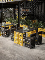 Ensemble table et chaises modernes, banquette en fer forgé, canapé 4 places, multifonctionnel, pour hôtels, espaces commerciaux, centres commerciaux