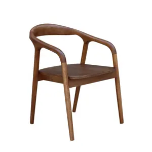 Silla de comedor de madera maciza de lujo antigua, asiento con marco de madera para comedor, restaurante, cafetería y Hotel - Product Image 1