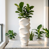 Pot Bunga & Planter Taman Modern Besar Warna Hijau dari Fiberglass Beton untuk Luar Ruangan Bentuk Spiral