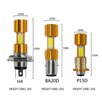 YM BA20D 3-Seitige LED-Leuchten für Motorräder H4 Motorrad-LED-Leuchten Roller 6000K COB Scheinwerfer Nebellichter Wasserdicht 12-85V