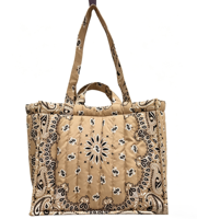 Sac fourre-tout d'été personnalisé en gros pour femme, grand sac de plage, sac bandana, sac matelassé gonflé