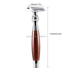 Afeitadora Húmeda ZY, la Más Vendida, Maquinilla <span class=keywords><strong>de</strong></span> <span class=keywords><strong>Afeitar</strong></span> <span class=keywords><strong>de</strong></span> Doble Filo, Maquinilla <span class=keywords><strong>de</strong></span> <span class=keywords><strong>Afeitar</strong></span> Manual Vintage <span class=keywords><strong>de</strong></span> Estilo Antiguo para Hombres, Acabado con Efecto Madera - Product Image 3