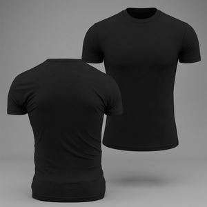 Top Quality Streetwear Men's Black Slim Fit Short Sleeve O-Neck T-Shirt Solid Color Casual Jersey Cotton Top - Product Image 3