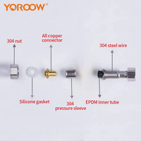 Tuyau de douche flexible en aluminium tressé de haute qualité de 90 cm avec tube intérieur en EPDM, design moderne pour salles de bain