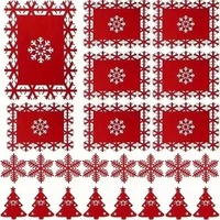 Noël flocon de neige caboteur ensemble hiver rouge feutre tapis de Table pour noël mariage ou fête dîner décoration de Table