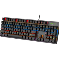 Nouveau clavier de jeu mécanique USB RGB pleine taille, 104 touches, disposition US et arabe, en plastique, stock usine