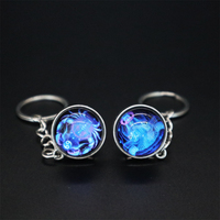 Porte-clés personnalisé avec logo lumineux, signes du zodiaque, image double face, cabochon en verre, bijoux