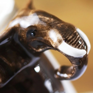 Wholesale <strong>Ceramic</strong> Animal Cup Cartoon <strong>Elephant</strong> Mug Hand-<strong>Painted</strong> Porcelain Espresso Coffee Cup with Saucer - Product Image 3