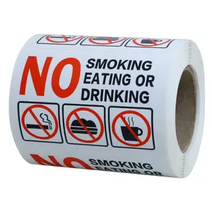 Hybsk 3x2 Inch No Smoking Eating Or Drinking With Symbols OSHA Vinyl Label Decal Sticker