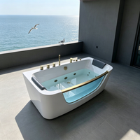 Baignoire Spa Jacuzzi Moderne Zevana 1,6m/1,7m en Acrylique, Design Autoportant Écologique, Massage à Jets d'Air pour Villa, 2 Personnes