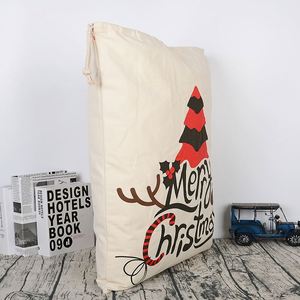 Sacs de Noël personnalisés en gros avec cordon de serrage, sacs cadeaux blancs, sacs en toile de coton de Noël, sacs du Père Noël, cadeaux et décorations de fête - Product Image 3