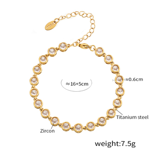 Bracciale da donna ipoallergenico con zirconi 5A multicolore, placcato oro 14K, con incastonatura a castone, alternativa al diamante, all'ingrosso - Product Image 3