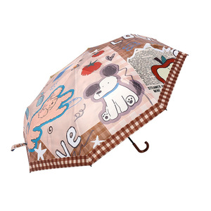 Paraguas Plegable de Tres Secciones con Diseño de Dibujos Animados, Mango de Madera, Apertura Manual, Resistente a los Rayos UV, para Sol y Lluvia, 8 Varillas, Poliéster - Product Image 5