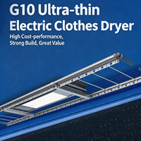 Séchoir à linge électrique G10-S, montage au plafond, séchoir intelligent avec 6 barres de séchage, télécommande et lumière LED