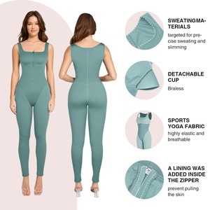 Combinaison de sport sans manches Hexin, sans couture, pour la gym, la course à pied, avec fermeture éclair sur le devant, combinaison de sauna pour femmes - Product Image 4