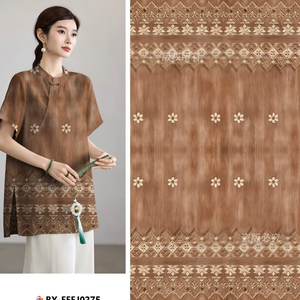 Kain Rayon Tenun Indonesia Hanya Cetak Datar Tanpa Proses <span class=keywords><strong>Pewarnaan</strong></span> Aduk, Kain Cetak Digital untuk Pakaian Wanita - Product Image 1