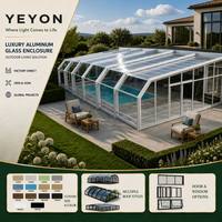 Yeyon 2026 OEM - Cubierta Retráctil Inclinada Blanca para Piscina, de Aluminio, para Patio Trasero, Ahorro de Energía del 40%, Invernadero Exterior de Vidrio