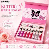 Coffret Cadeau Siyiping Huile à Lèvres Teintée 8 Couleurs Parfumée - Kit Repulpant Végétalien Hydratant Longue Durée Brillant pour Femmes